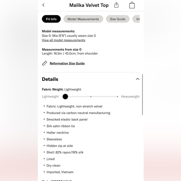 Reformation Malika Velvet Top - Picture 4 of 5